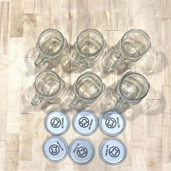 Mason Style Drinking Clear Jars with Lids with Handles Set of 7 - 16 Oz - Picture 2 of 4